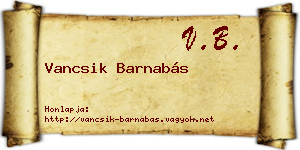 Vancsik Barnabás névjegykártya